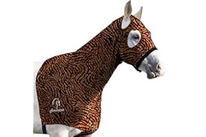 Horzmetnex Horse Stretch Hood Without Ears with Dual-Sided Reflective Letters,Safety Night Visibility,Lycra Mane Protector, Horse Hood, Mane Protection, Show Prep, Training (Jungle Stripes, M)