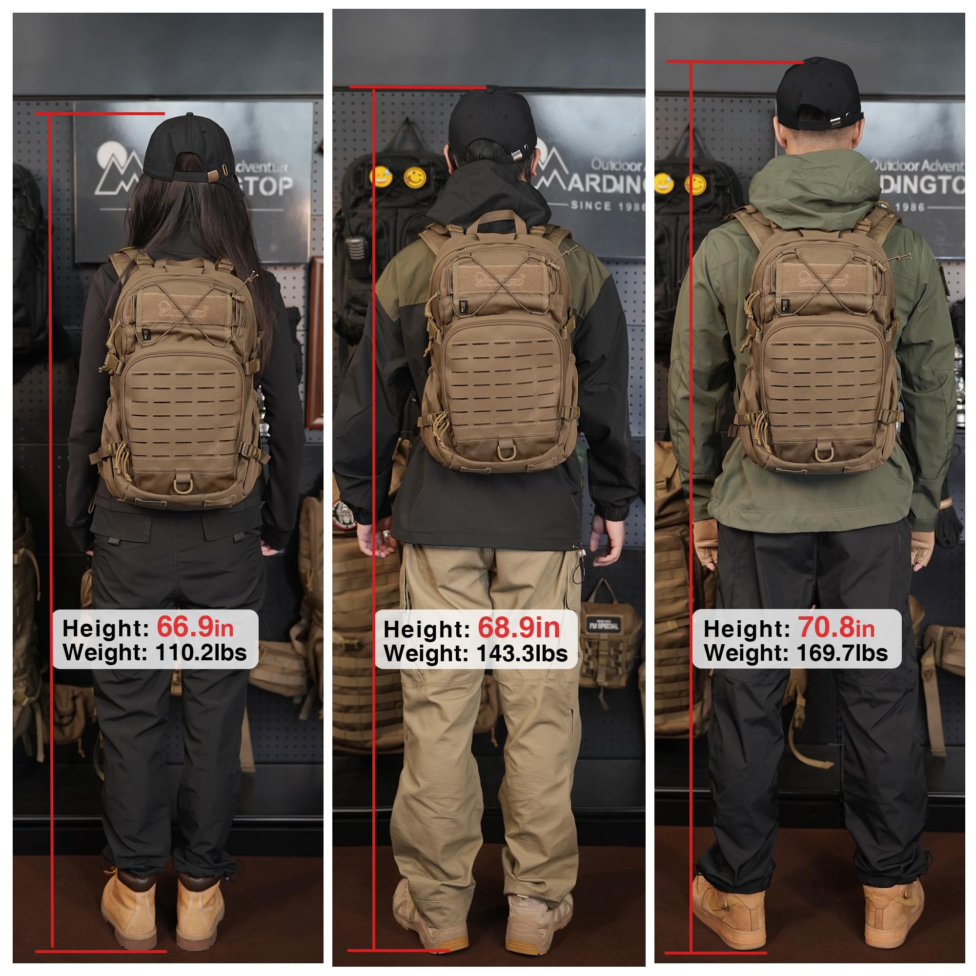 Mardingtop 25L Taktischer Rucksack militär rucksack herren Outdoor Wanderrucksack Mehrfachfach Reisen Trekkingrucksack Hergestellt aus Cordura 6