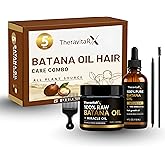 Batana Oil Hair Growth Kit – 5Pc Set: Pure Raw Batana Oil 4oz + 4.2oz Paste + Lash & Brow Tools – Organic, Unrefined Scalp & Edges Treatment Inspired by Dr. Sebi – From Honduras