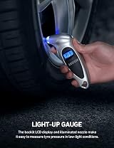 AstroAI Digital Tyre Pressure Gauge 150 PSI Backlit LCD 4 Units Silver view 6