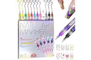 RUGWUN 12 Colors Nail Art Pens Set,2026 New Nail Art Markers for Gel Nails,Nail Art Markers Polish Pen for 3D Nail Art,Nail Art Nail DIY Decoration for Kids (A-1 Set)