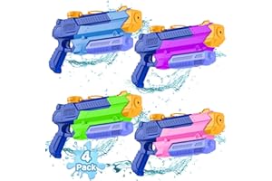 Water Gun, WOLKEK Water Guns for Kids, 4 Pack Long Range Squirt Guns, Pool Toys Water Toys for Swimming Pool Beach Sand Outdoor, Summer Gifts for Kids
