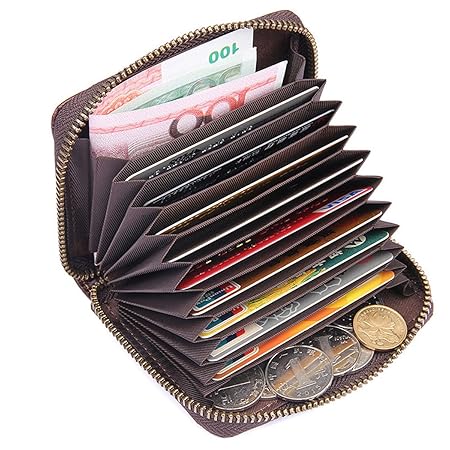 RFID-Leder-Reißverschluss-Geldbörsen-Kreditkarte-Paket-Münzen-Taschen-Beutel-Geldbeutel Hohe Qualität des echten Leder-Bank- 