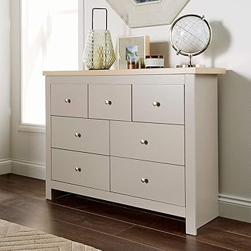 Home Source Chest Of Drawers Grey Oak 7 Drawer Two Tone Wooden 3 4