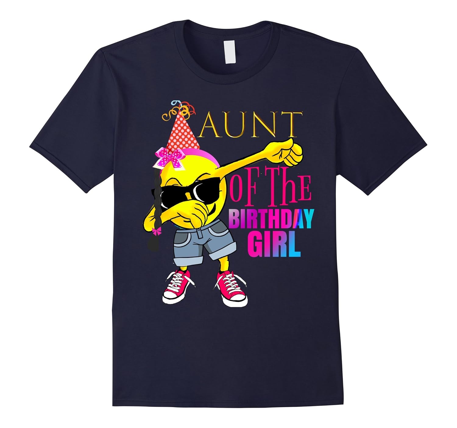 DABBING Emoji AUNT of Birthday Girl Party Shirt-ANZ