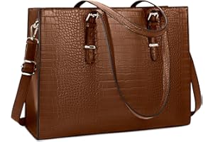 LUBARDY Laptop Bag for Women 15.6 Inch Laptop Tote Bag Leather Classy Computer Briefcase for Work Waterproof Handbag Professional Shoulder Bag Women Business Office Bag Large Capacity Coffee