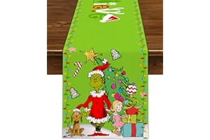 Nepnuser Green Christmas Table Runner Welcome to Whoville Believe Theme Party Decoration Xmas Winter Holiday Home Kitchen Island Decor 72Inches Long (Green, 13" x 72")