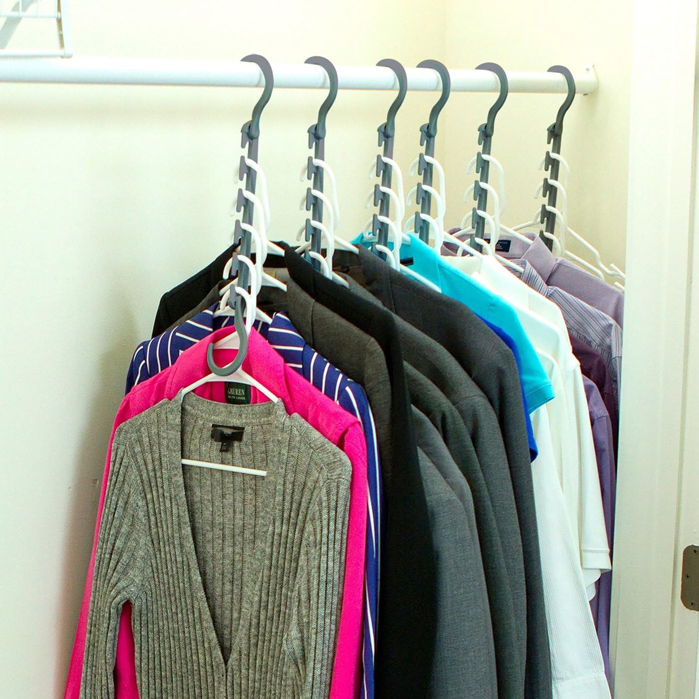 Vinciann Set of 8 Wardrobe Organiser Space Saving Clothes Hangers Crutches SMART