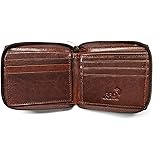 Wallets Plus Leather Zip Around Wallet RFID Blocking (Brown)