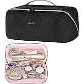 Leudes Hair Tools Travel Bag For Dy son Airwrap Hair Dryer Shark Flex Style Carrying Case Travel Makeup Bag Portable Pouch Open Flat Packing Organizers with Divider and Handle (Black)