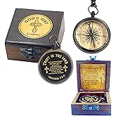Trust in The Lord Compass Gift with Wooden Box Bible Verse Proverbs 3 5-6, Baptism - Graduation - Religious - Keepsake - Communion Gifts