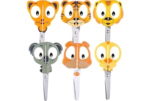 BearBoss 6 Kids School Scissors Small Safety Scissors Soft Handle Right Left Handed Use, Student Scissors for Craft, Classroom, Child, Toddler, Assorted Colors