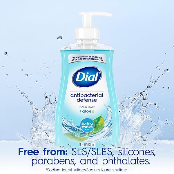 DIAL ANTIBACTERIAL LIQUID HAND SOAP, SPRING WATER, 11 FL OZ (PACK OF 4)