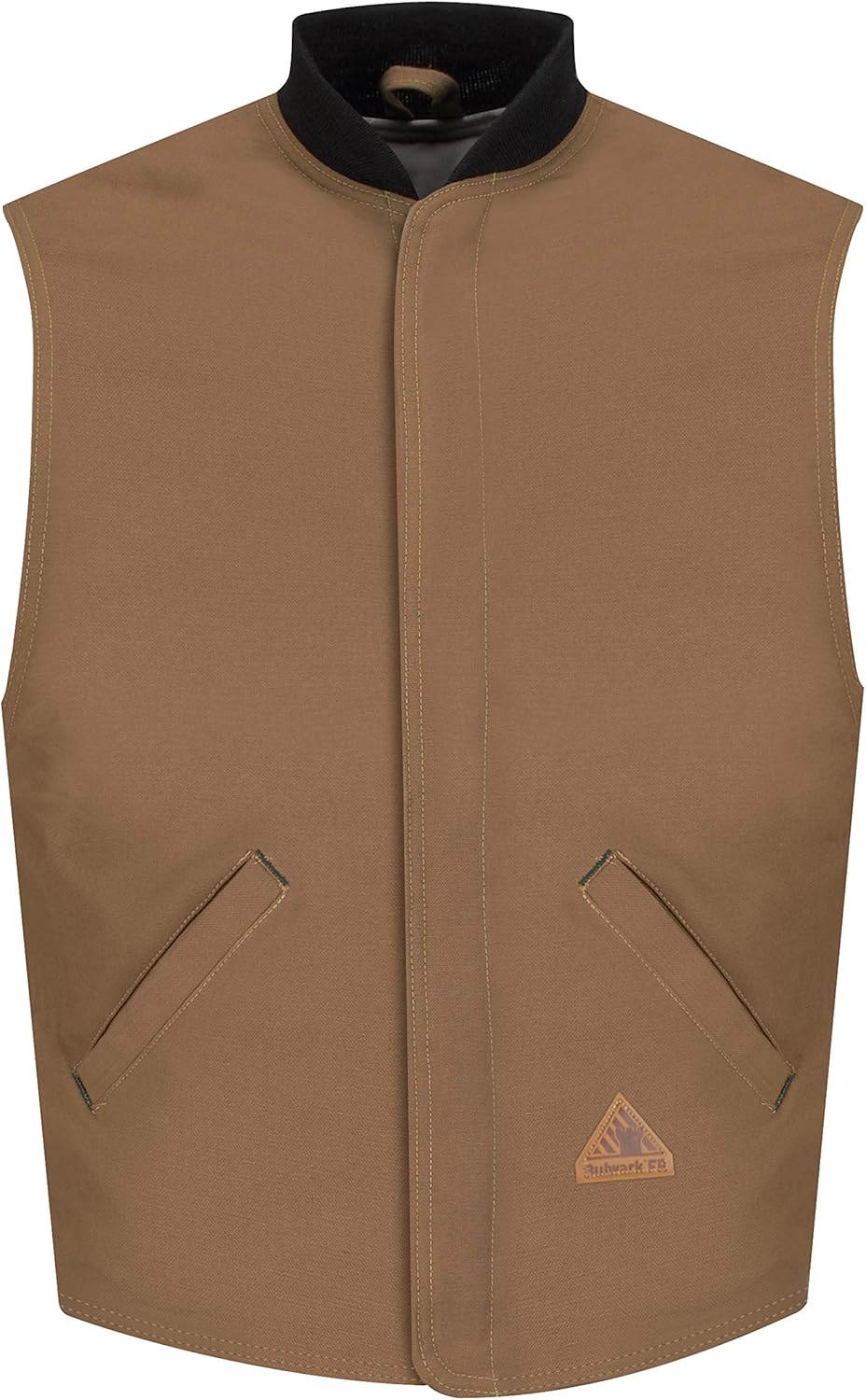 Bulwark Men's Flame Resistant 11 oz. Excel ComforTouch Duck Vest Liner with Rib-Knit Collar: Clothing