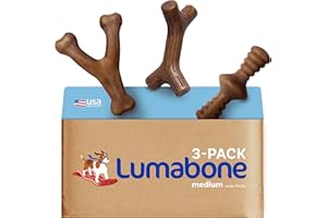 Lumabone Real Bacon Medium 3-Pack Durable Dog Chew Toys for Aggressive Chewers, Made in USA – Wishbone, Zaggler, Stick