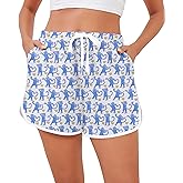 SWOMOG Womens Pajama Shorts Elastic Waist Sleep Shorts Women Comfy Lounge Pants Soft Pj Shorts with Pockets S-XXL