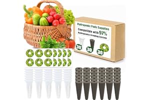 AMBGROW 90Pcs Hydroponic Pods Supplies for Aerogarden Pods, Hydroponics Garden Accessories, Grow Anything Kit, Seed Pods Kit for aerogarden with 30 Grow Sponges, 30 Grow Baskets, 30 Pod Labels (Round)