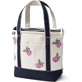 Lands' End Zip Canvas Tote | Zipped Top, 100% Cotton Canvas, Five Sizes, Five Pockets, Key Strap, Water-Resistant Base, Beach, Groceries, Travel