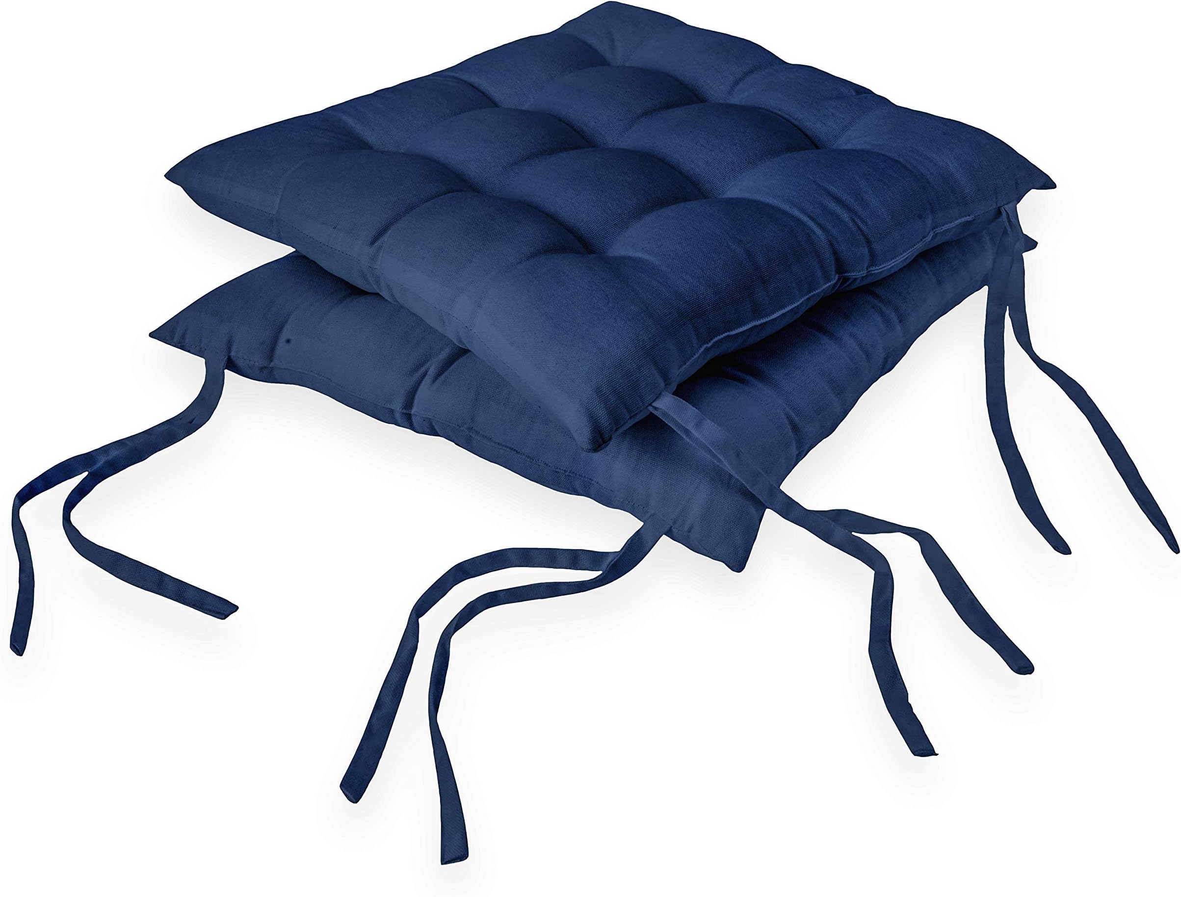 Encasa XO Chair Cushions for Sitting 40x40 cm - Scotch Blue | Dining Chair Cushions [Set of 2] | Seat Cushion with Thick Microfiber Filling for Home, Office, Garden Chairs