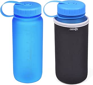 Download Amazon.com : COSMOS 22oz (650ml) BPA-Free Sport Water Bottle (Blue color) with Neoprene Sleeve ...
