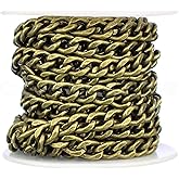 CleverDelights Bulk Curb Chain - 6x8mm Link - 10 Feet - Antique Bronze Color