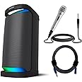 Sony XP700 X-Series Portable Bluetooth Wireless Party Speaker Bundle with Professional Dynamic Mic and Nylon Braided Audio Extension Cable (3 Items)