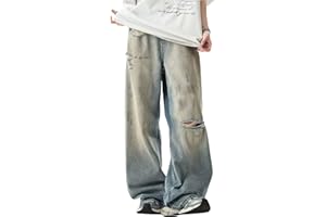 FCOOLYEET Mens Y2k Jeans Hip Hop Baggy Star Denim Pants Straight Leg Demin Joggers Harajuku Graphic Jeans Streetwear