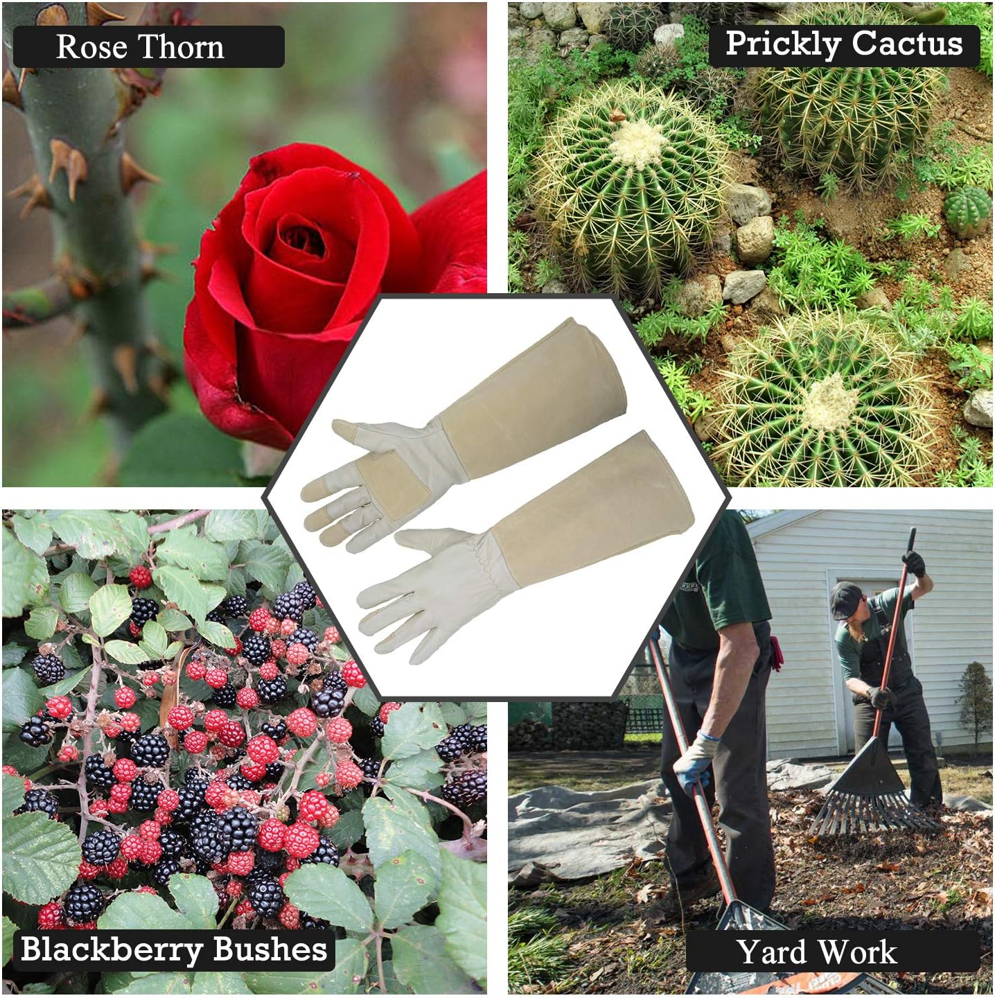 Pruning Gloves Long for Men & Women, Pigskin Leather Rose Gardening Gloves- Breathable & Durability Gauntlet Gloves Medium : Garden & Outdoor