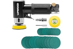 2'' 3'' Mini Orbital Air Sander by UPWOOD, Small Pneumatic Random Orbital Sander Kit with Hook And Loop Sanding Pads 24pcs Sandpapers