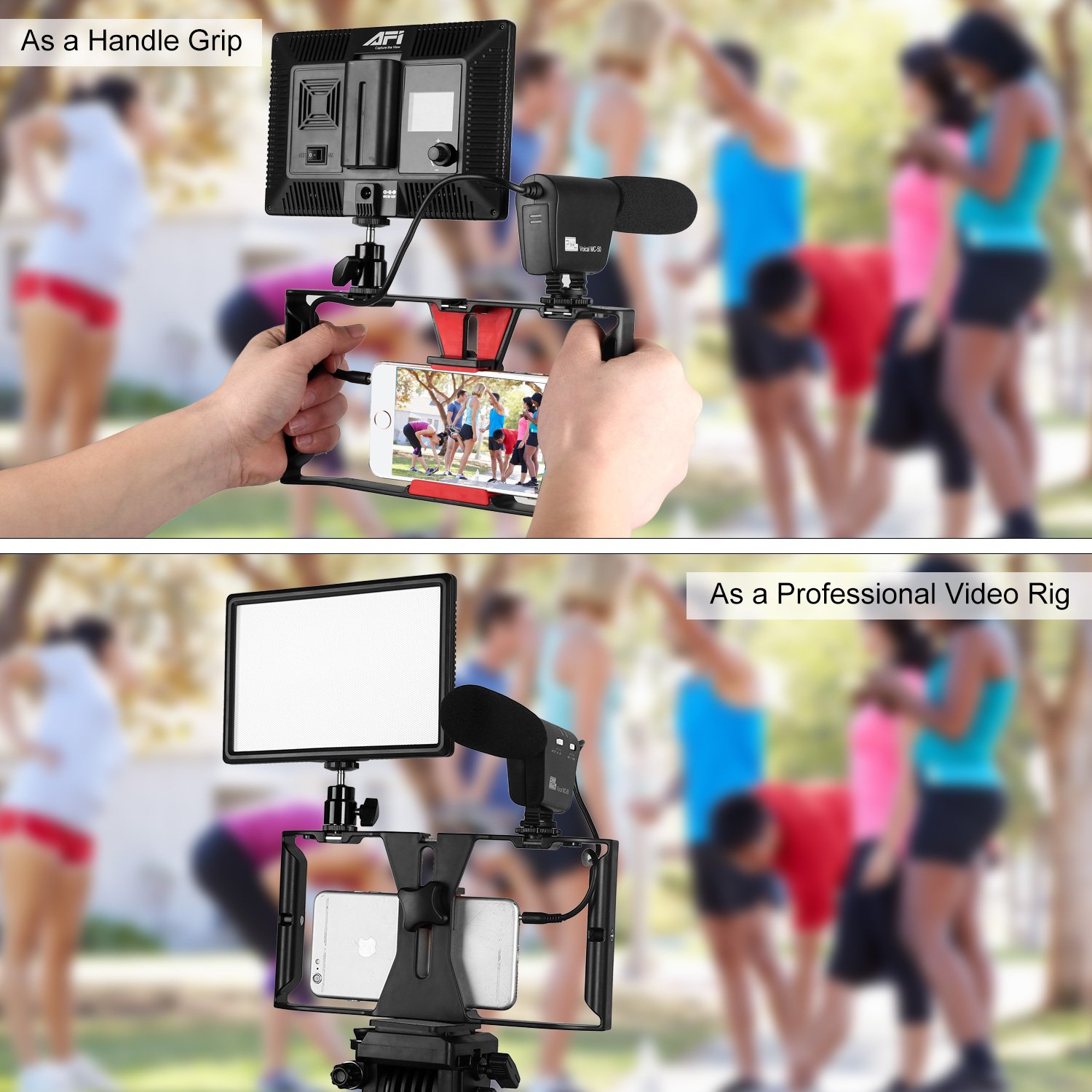 Crazefoto U Rig Pro Smartphone Video Rig, iPhone Filmmaking Case, Phone Video Stabilizer Grip Tripod Mount for Videomaker Film-maker Videographer for iPhone X 8 Plus Sumsang