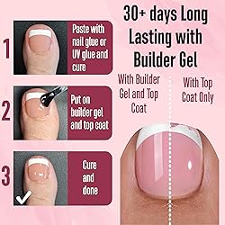 NOVO OVO Fake Toe Nail Tips Press on, French Tip