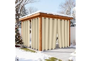 HDCAXKJ Waterproof Outdoor Curtains for Patio with Zipper Top & Bottom Grommet Thermal Privacy Drapes 2 Panels Gazebo Outside Blackout Curtains for Porch Pergola Backyard, 54" W x 84" L, Cream