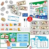 Simply magic 70 PCS Magnetic Money for Classroom - Play Money for Teaching | Magnetic Money Manipulatives &amp; Activities, Pretend Play Money for Kids, Money Magnets for Learning Coins Bills - Money Games