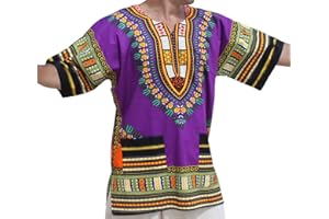 RaanPahMuang Unisex African Bright Dashiki Cotton Shirt Variety Colors