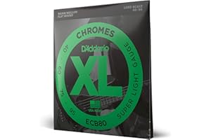 D'Addario ECB80 Flat Wound Chromes Bass Guitar Strings - Light 40-95, Super Long Scale