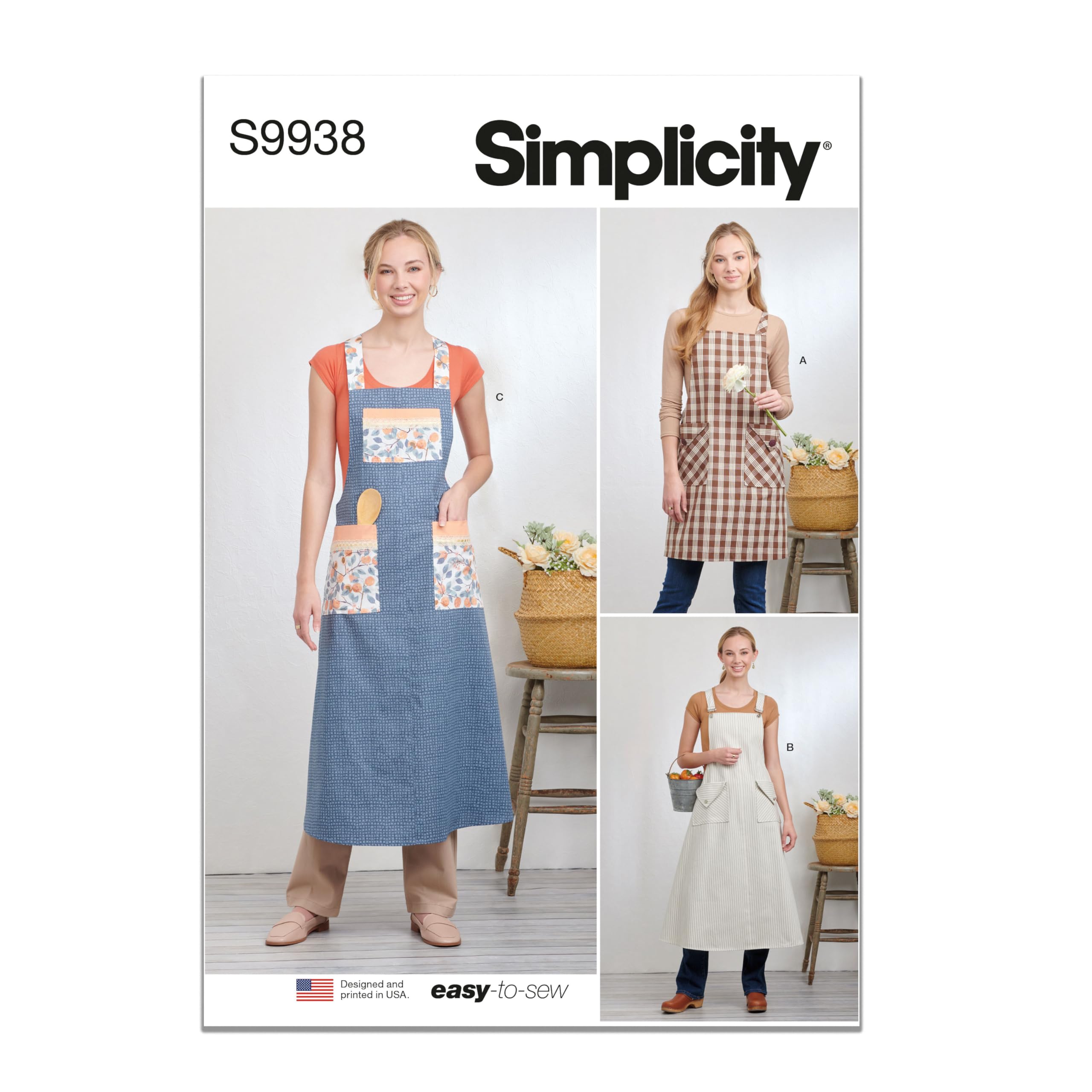 SIMPLICITY Sewing Pattern SS9938A Misses' Pullover Aprons A (XS-S-M-L-XL)