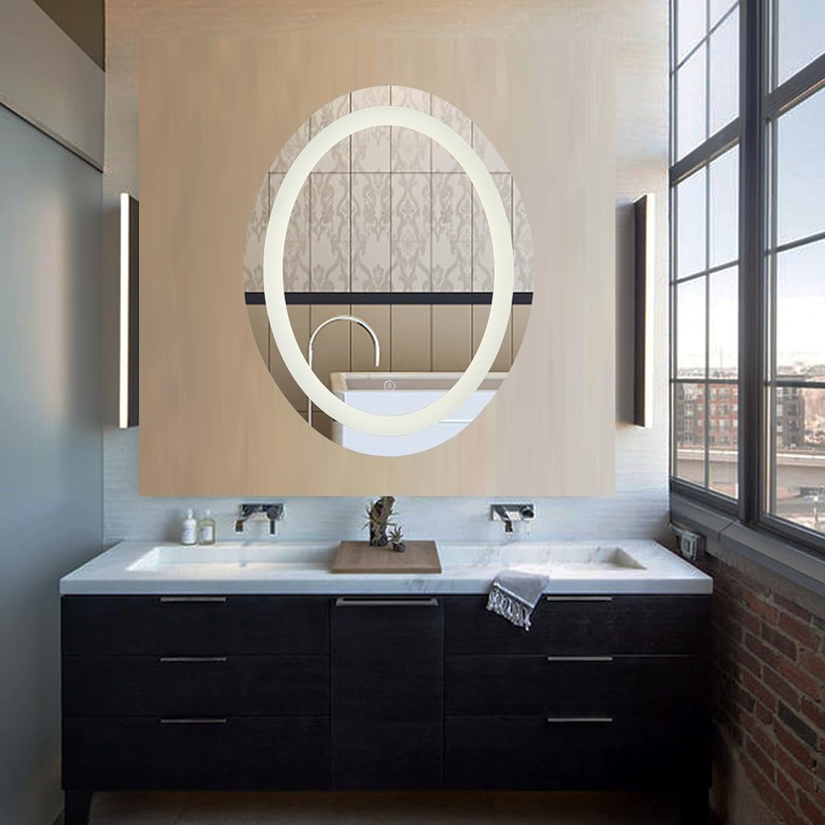 CO-Z Dimmable Oval LED Lighted Bathroom Mirror, Modern ...