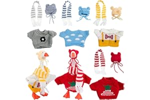 NEOWEDDING 4 Set Desk Goose Outfits 7 inches Mini Desk Goose Clothes Mini Knitting Sweater with Hats & Scarves Desktop Goose Outfits Decor Accessories for Magnetic Desk Goose or Duck Statue