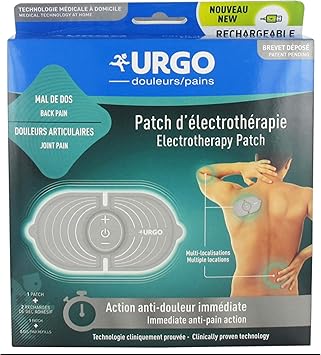 Urgo – Parche de electroterapia recargable multilocalización, acción antidolor inmediata, dolor de espalda, dolores articulares, 1 parche completo, cable USB y 2 recambios de gel adhesivo: Amazon.es: Salud y cuidado personal