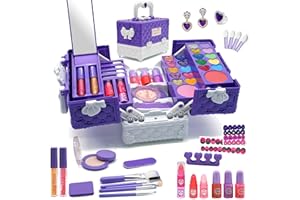 MRABBITOO Kids Makeup Kit for Girl Toys - 52PCS Toys for Girls,Real Washable Makeup Little Girls Princess Gift,Toddler Play Make Up Toys Makeup Vanities for Princess Girls Children Age 4 5 6 7 8 9 Birthday Toy