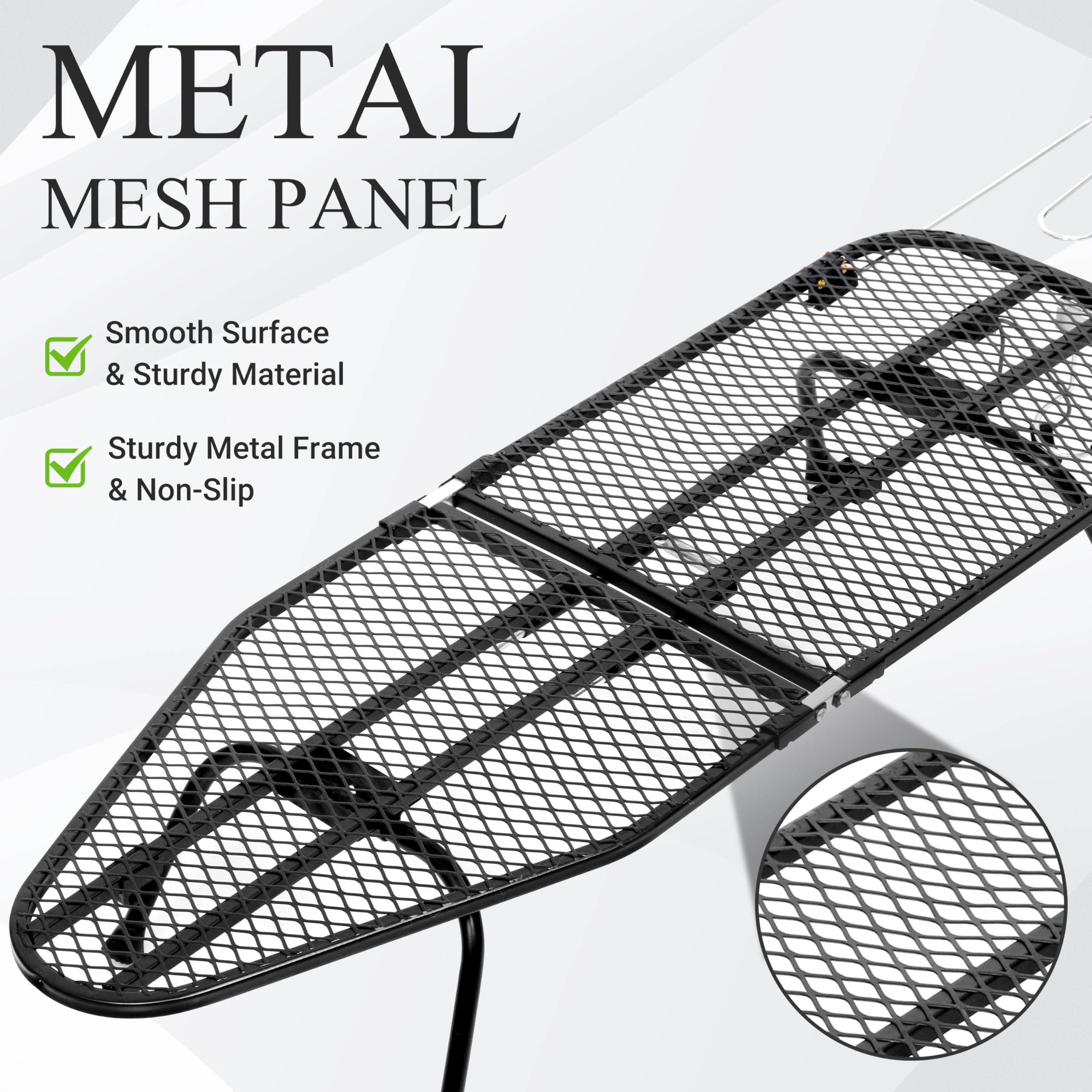 Metal Mesh Panel Tabletop Ironing Board | Foldable Iron Board | Heavy Duty Small Iron Board with Heat Resistant Cover and 100% Cotton 8mm Thicken Pad | 31.5