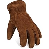 OZERO Work Gloves Winter Insulated Snow Cold Proof Leather Glove Thick Thermal Imitation Lambswool - Extra Grip Flexible Warm for Working in Cold Weather for Men and Women (Brown,Large)