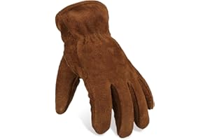 OZERO Work Gloves Winter Insulated Snow Cold Proof Leather Glove Thick Thermal Imitation Lambswool - Extra Grip Flexible Warm for Working in Cold Weather for Men, Women (Brown,Medium)