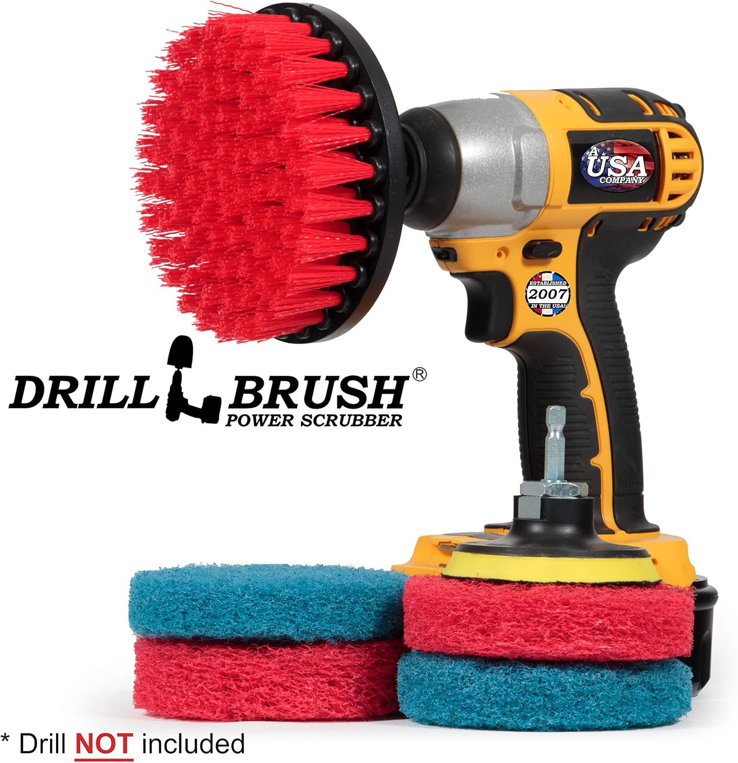 Drill Brush - Cleaning Supplies - Indoor - Bathroom Accessories - Tile - Grout Cleaner - Shower Cleaner - Bathtub - Bath Mat - Scrub Brush - Porcelain - Outdoor - Garden - Patio - Deck Brush - Granite