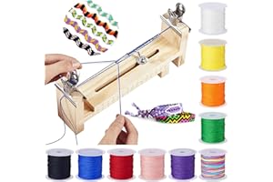 Burbell 13 Pcs Wooden Bracelet Jig Kit Wood Bracelet Jig Adjustable Clear Scale Bracelet Maker 10 Roll 22 yd DIY Nylon String for Bracelets 2 Pcs Clamp Bracelet Making Tools for Necklaces Car Hangings