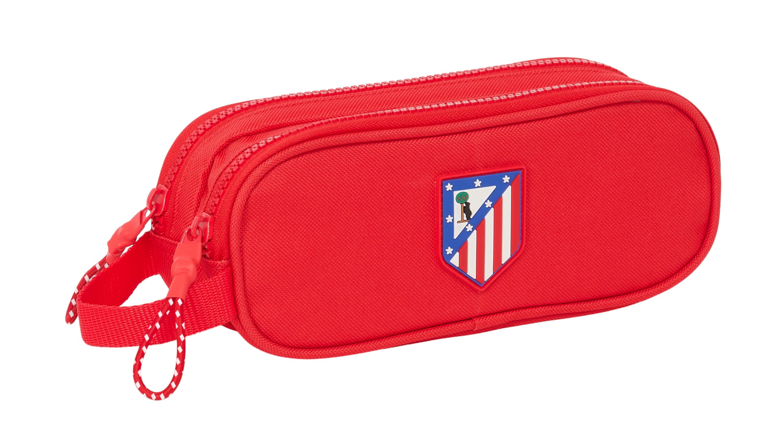 Safta Atletico de Madrid – Double Child's Pencil Case, Children's Pencil Case, Ideal for School-Aged Children, Comfortable and Versatile, Quality and Resistance, 21 x 6 x 8 cm, Red, red, Estándar,