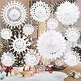 BestoFun 12 PCS White Paper Snowflake Decorations Frozen Birthday Party Supplies Winter Wonderland Party Decorations Christma
