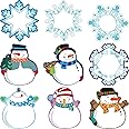 Colorful Winter Mix Cut-Outs Versatile Classroom Decoration Snowmen Snowflake Cutouts with Glue Point Dots for Bulletin Board School Christmas Winter Theme Party, 5.9 x 5.9 Inch (45 Pieces)