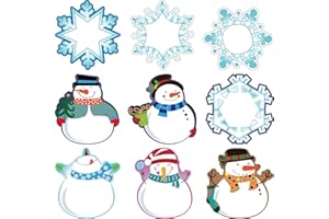 BLULU Colorful Winter Mix Cut-Outs Versatile Classroom Decoration Snowmen Snowflake Cutouts with Glue Point Dots for Bulletin Board School Christmas Winter Theme Party, 5.9 x 5.9 Inch (45 Pieces)