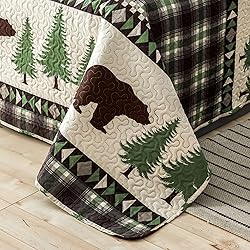 Lodge Quilts Set King Size, 3Pcs Rustic Cabin Brown